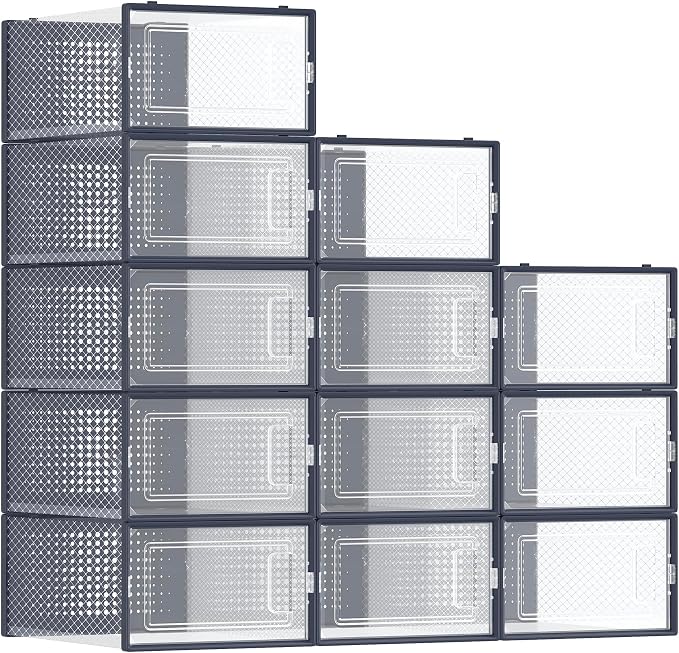 SONGMICS Shoe Boxes, Stackable Clear Plastic Boxes by SONGMICSbySONGMICSHOME