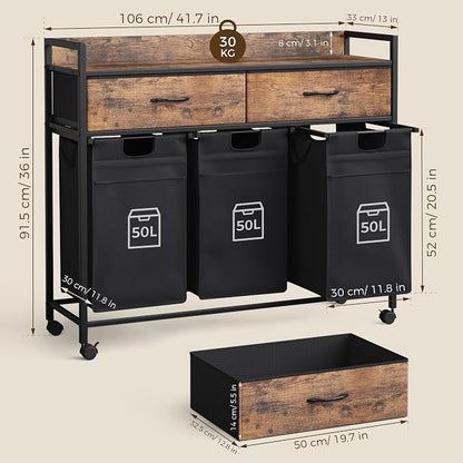 Laundry Hamper baskets 3 Section - Image 3