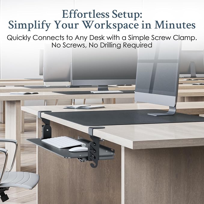 Kt4 Clamp on Keyboard Tray, Adjustable Slide Out Drawer - Image 9