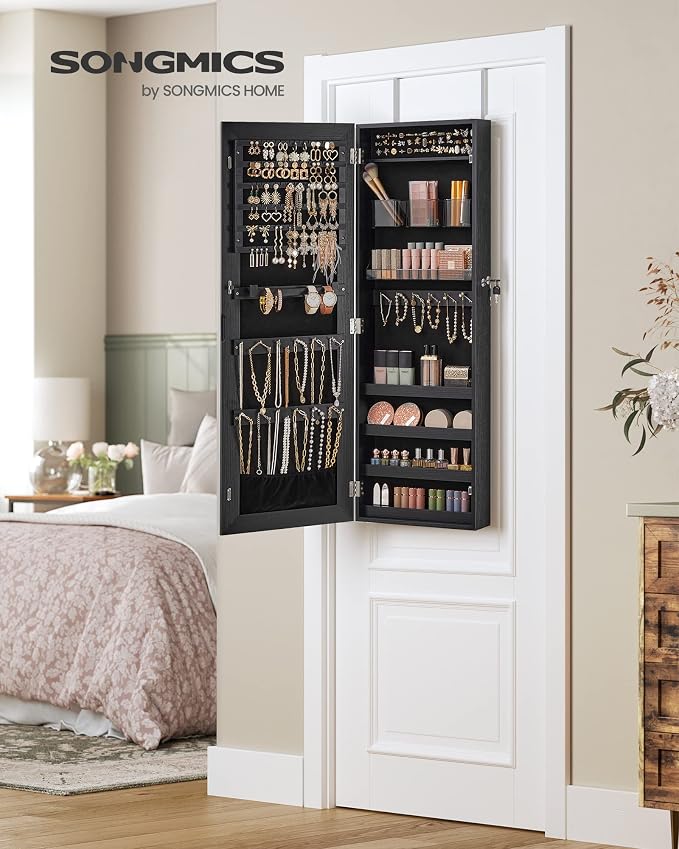 SONGMICS Mirror Jewelry Cabinet Armoire, Wall or Door Mounted Jewelry Storage - Image 2