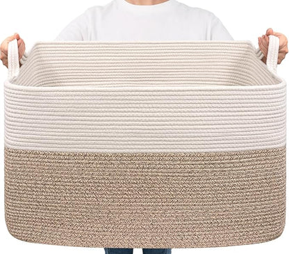 Goodpick Extra Large Woven Blanket Basket, 23.6" x 15.7" x 13.8" Storage by Goodpick