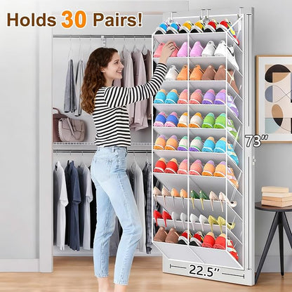 30 Pairs Over the Door Shoe Organizer, 10-Tier Door Shoes Rack Storage Fit All - Image 2