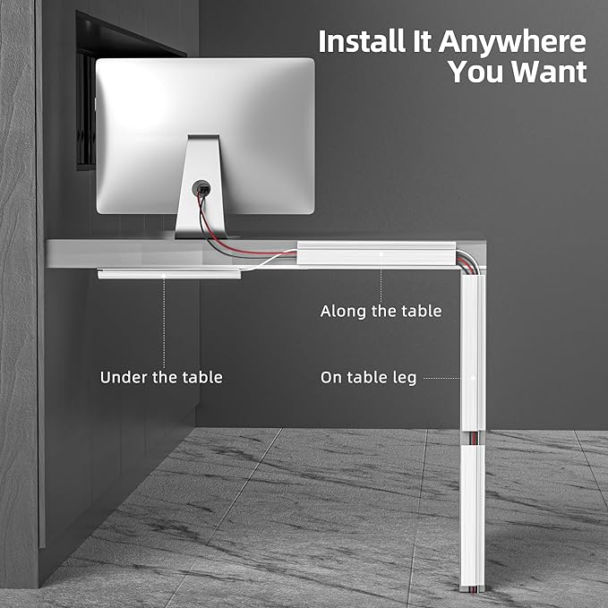 YECAYE 94.2 in Cable Management Under Desk, Easy Install Adhesive Mount Cord - Image 4