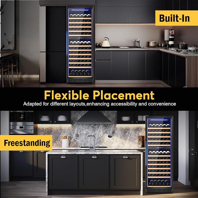 Wine Fridge Dual Zone, Freestanding Wine Cooler Refrigerator 180 Bottles Large - Image 6
