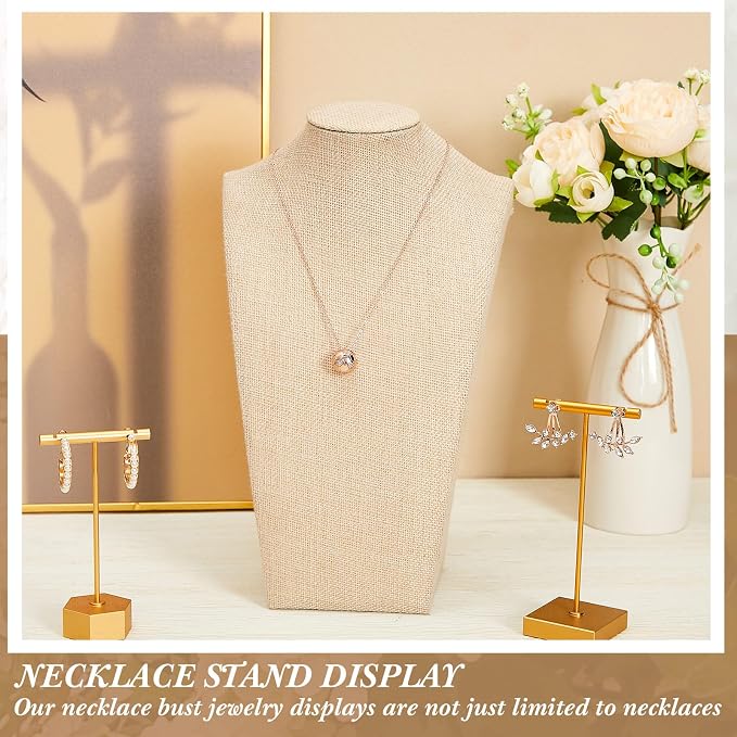 Kigley 6 Pcs Linen Necklace Display Bust Jewelry Holder Necklace Retail - Image 6