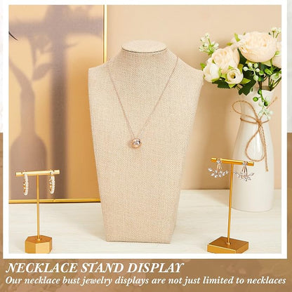 Kigley 6 Pcs Linen Necklace Display Bust Jewelry Holder Necklace Retail - Image 6