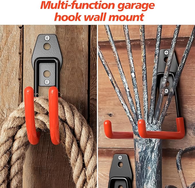 30 Pack Heavy Duty Garage Hooks, Solid Steel Wall Mount Hangers, - Image 6