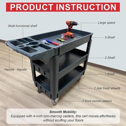 600 lbs Heavy Duty Rolling Utility Service Cart - Image 4