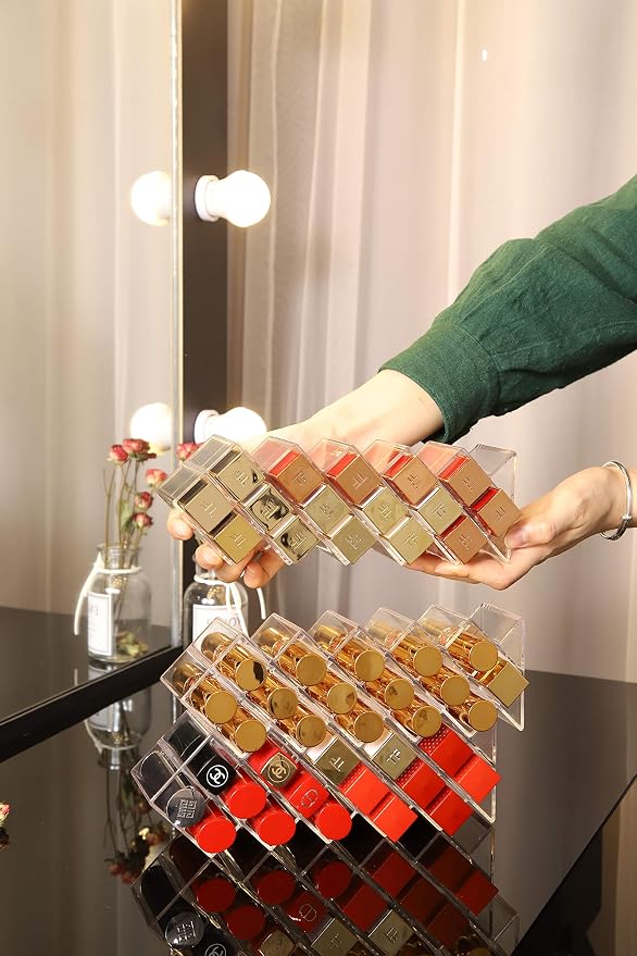 Lipstick Holder Organizer 48 Spaces Acrylic Stackable Fish Shape Lipstick Tower - Image 3