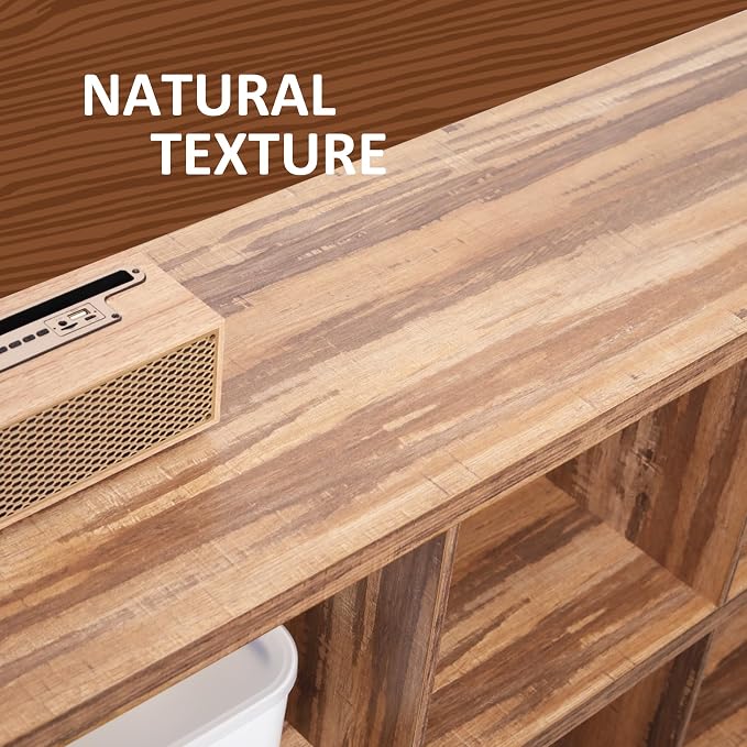 8 Cube Storage Organizer Bookshelf, Industrial Horizontal Bookcase, Accent - Image 3