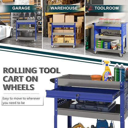 3 Tier Rolling Tool Cart on Wheels - Image 7