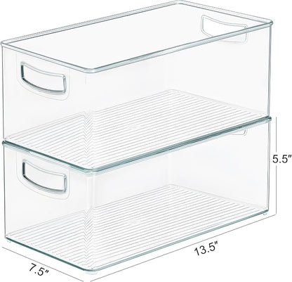 2 Pack Clear Freezer Organizer Bins Stackable Storage Bins - Image 2
