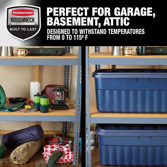 Rubbermaid Roughneck Tote 50 Gal, 2 Pack, Made in USA, Dark Indigo Metallic - Image 5