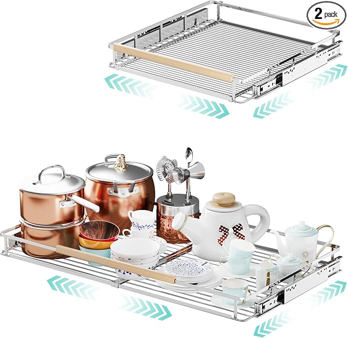 2Pack Expandable Pull Out Cabinet Organizer, Adjustable Width:23.2~39.9''W x by jkxoo