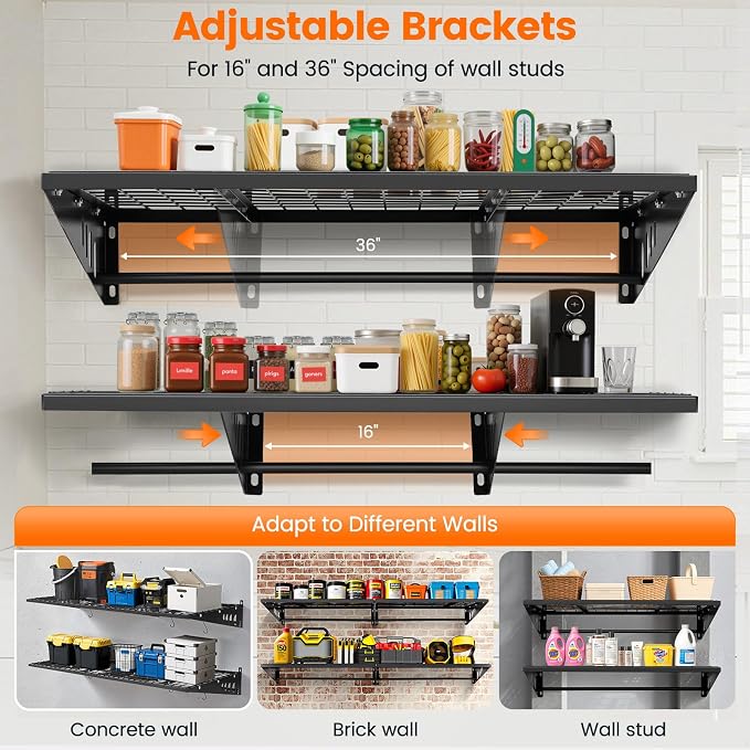 Garage Shelving 2x3ft 4-Pack, Garage Storage Rack 24"x36" Metal Shelves Black - Image 6