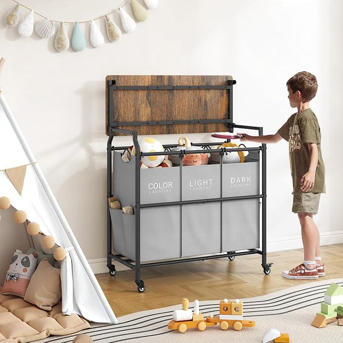 Hoctieon 3 Section Laundry Sorter Cart - Image 5