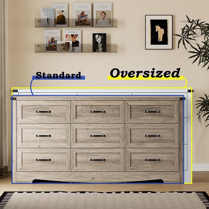 9-Drawer Dresser for Bedroom, Modern Wooden Chest of Drawers - Image 4