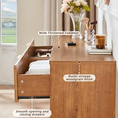 LEYAOYAO Fluted 6 Drawers Dresser, Curved Profile Design, Dresser TV Stand - Image 8