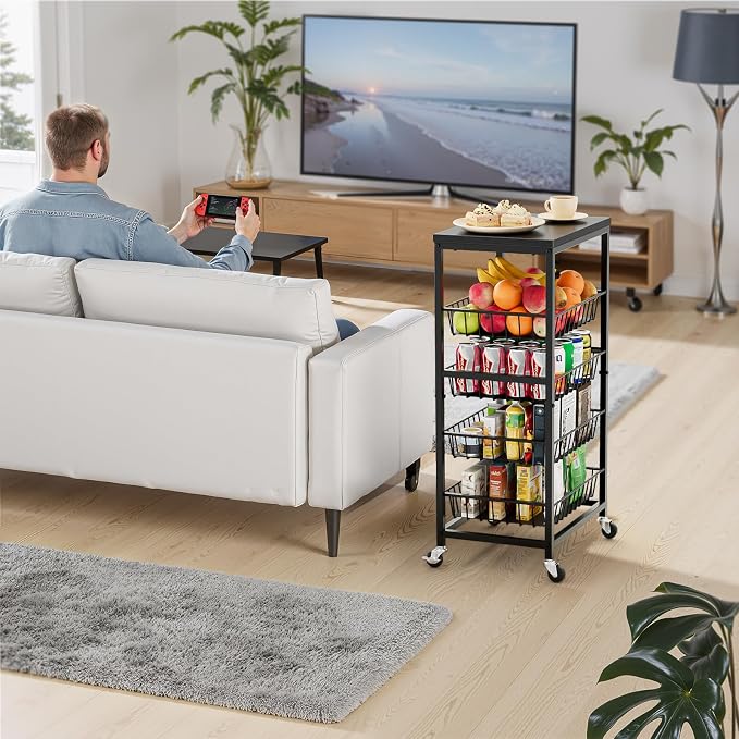 Snack Cart, 5-Tier Kitchen Carts on Wheels - Image 7
