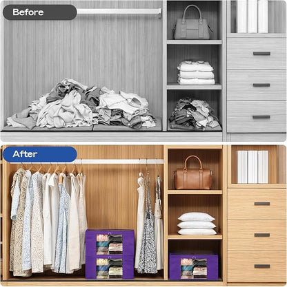 Clothes Storage Bags, Foldable Thick Fabric Blanket Storage Bags, Large Clear - Image 8