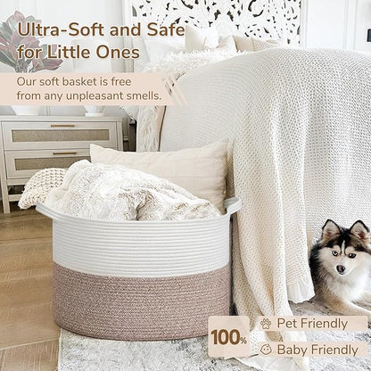 INDRESSME Large Blanket Basket, Laundry Toy Storage Baskets, Decorative Woven - Image 5
