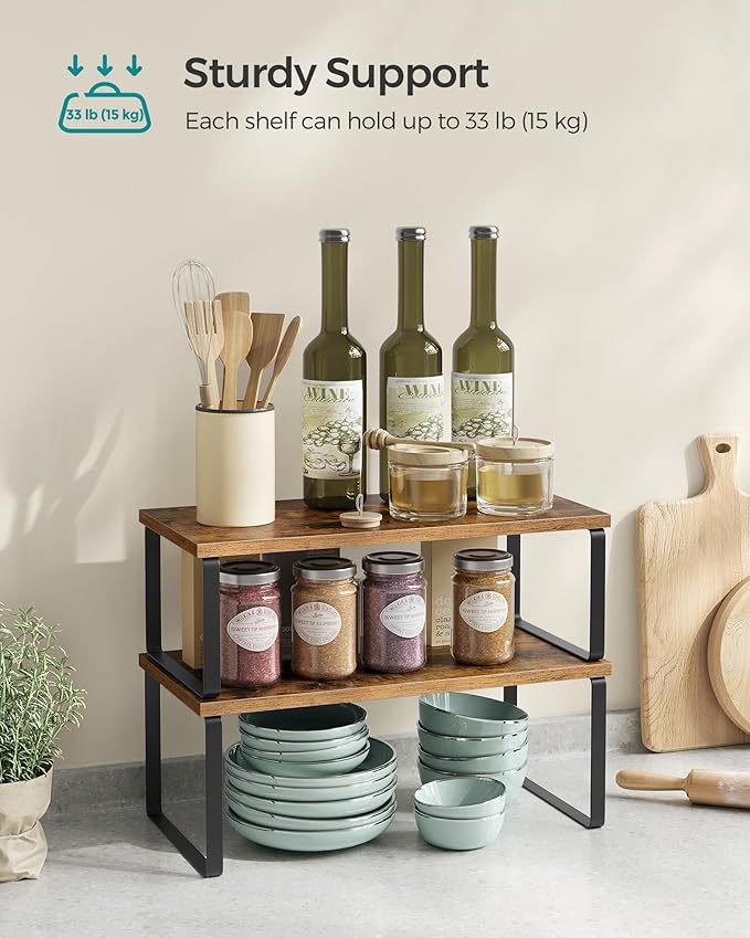SONGMICS Cabinet Organizer Shelf, Kitchen Storage, Spice Rack, Expandable - Image 5