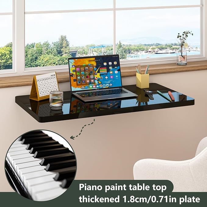 Clikuutory Wall Mounted High Gloss Folding Table, Wall Desk Fold Down - Image 3