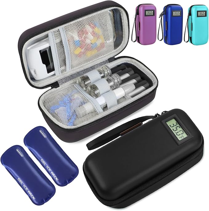 Insulin Cooler Travel Case, Portable Temperature Display Medicine Travel Cooler by Medineed