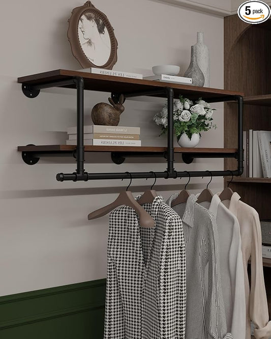 Wall Mounted Clothes Rack 12 Inch Deep, 42 Inch Heavy Duty Garment Rack by INDUSTRIALSHELVESDESIGN