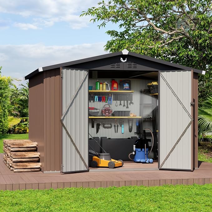 Metal Storage Shed, 10x8 Outdoor Storage Building, Large Backyard Sheds by Sannwsg