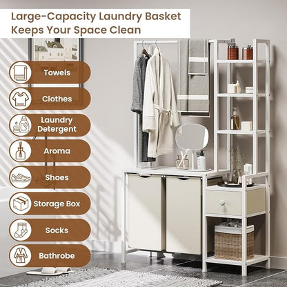 Laundry Hamper with Shelf, 5 Tiers Tall Laundry Basket Sorter with 2 Pull-Out - Image 5