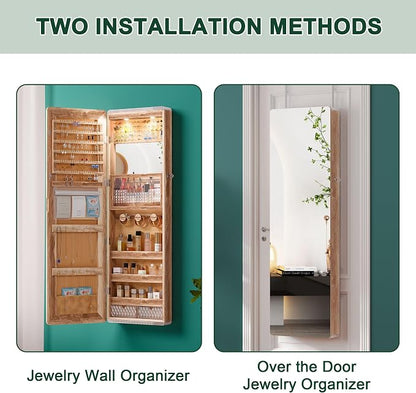 HNEBC LED Mirror Jewelry Cabinet, 47.2" Wall Mounted Jewelry Organizer - Image 8
