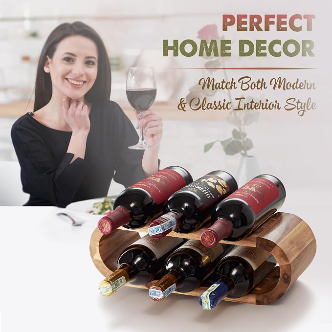 BLUEWEST Wooden Wine Racks Countertop – 6 Bottle Freestanding Wine Holder Stand - Image 6