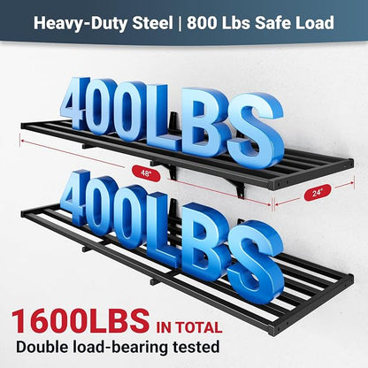 FLEXIMOUNTS 2-Pack 2x4ft Heavy Duty Garage Wall Shelving, 800lbs Capacity - Image 2