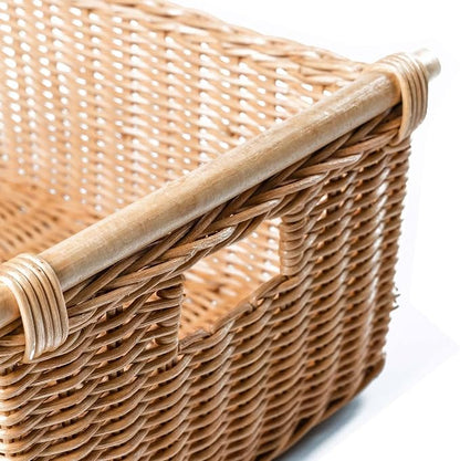The Basket Lady Pole Handle Wicker Storage Basket, 14 in L x 10 in W x 7.5 in H - Image 4