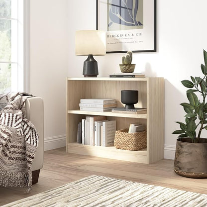 Bush Furniture Universal Small 2 Shelf Bookcase in Natural Elm, Low Storage and - Image 2