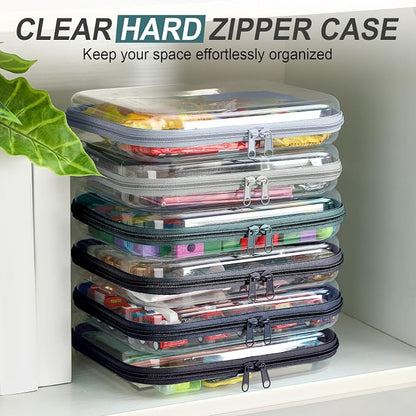 Sanwuta 6 Pcs Clear Hard Zipper Case Hard Plastic Zipper Pouches Transparent - Image 6