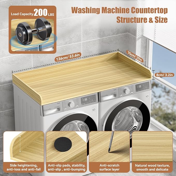 Washer Dryer Countertop, 27.5" D x 54" W Washer and Dryer Topper Covers - Image 3