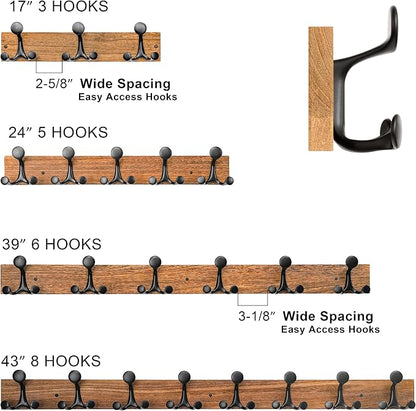 SKOLOO 24-Inch Cherry Wood Coat Rack Wall Mount - Image 6