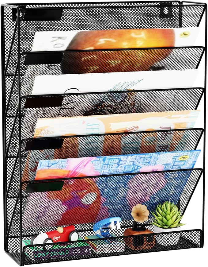 Wall File Organizer Holder Mesh Hanging Paper Document Holder, Vertical 6 by GDINDINFAN
