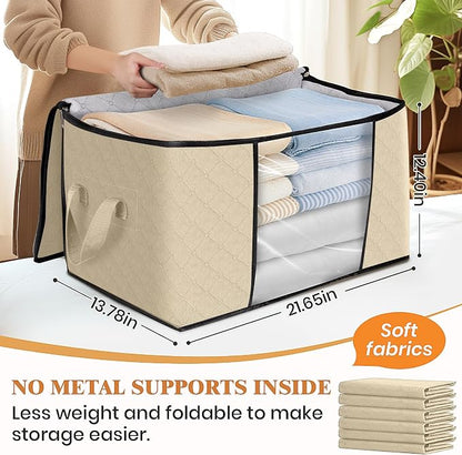 Fab totes 4 Pack Clothes Storage, Foldable Thick Fabric Blanket Storage Bags - Image 2