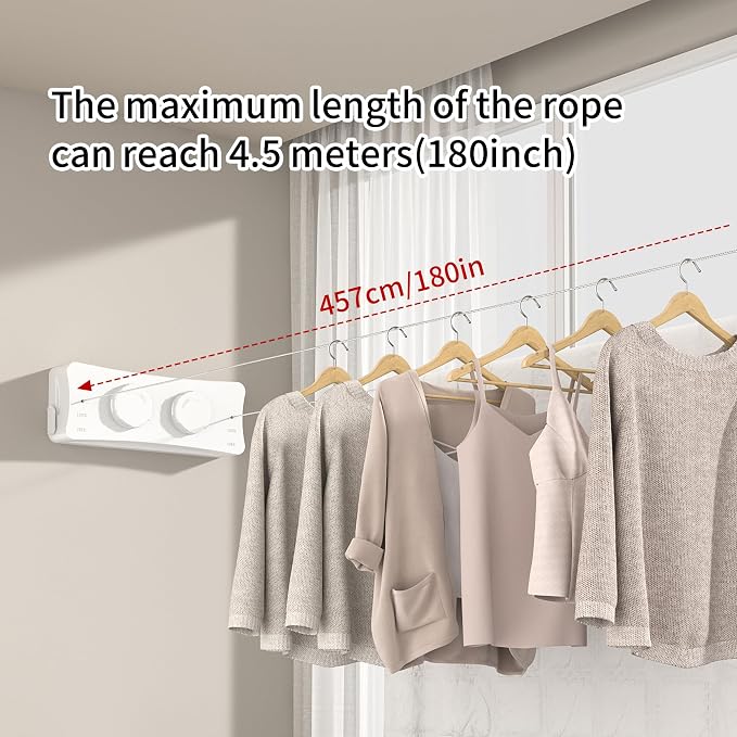 JOOM Retractable Clothesline Heavy Duty Clothes Drying Laundry Line Wall - Image 6