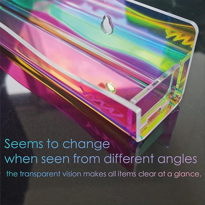 YMVV 15" Nail Polish Rack Wall Mounted Shelf, 6 Pack Clear Rainbow Iridescent - Image 9