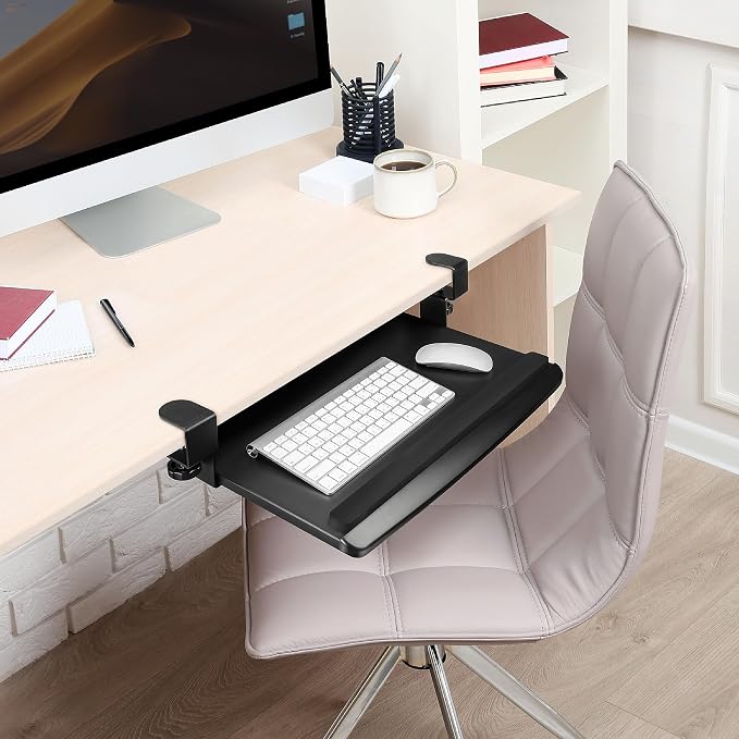 EHO Clamp-On Retractable Adjustable Keyboard Tray, Under Desk Ergonomic - Image 9