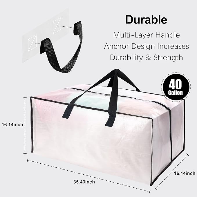 6 Pack Heavy Duty Extra Large Moving Bags W/Backpack Straps - Image 2