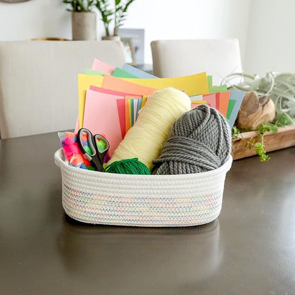 NaturalCozy 5-Piece Rectangle Storage Basket Set- Natural Cotton Rope Woven - Image 6