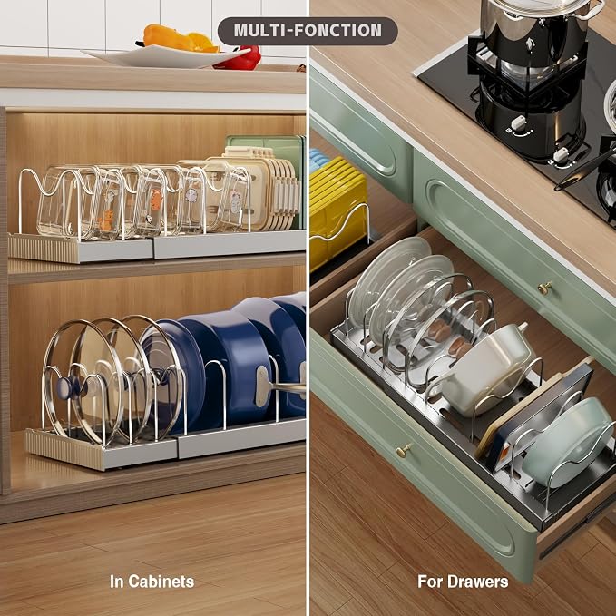 2 Pack Expandable Food Storage Container Lid Organizers - Image 4
