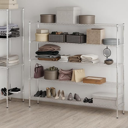 14" Deep x 72" Wide x 64" Height Wire Shelving Kit | 5-Tier | NSF Commercial - Image 7