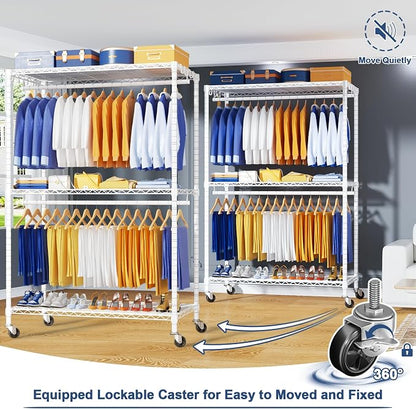 P8 Heavy Duty Clothes Rack（With Extended Width Design） Rolling Clothing Racks - Image 4