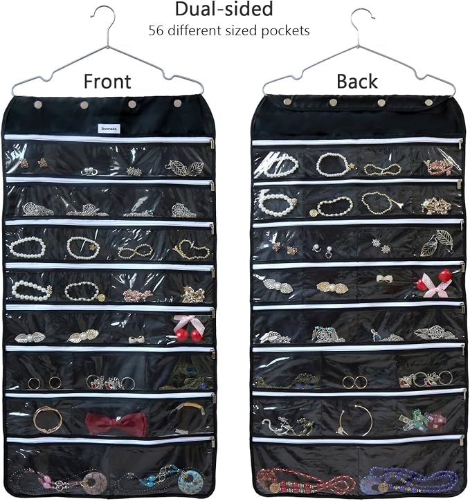 BB Brotrade Hanging Jewelry Organizer, Accessories Organizer, 56 Zipper Pocket - Image 2